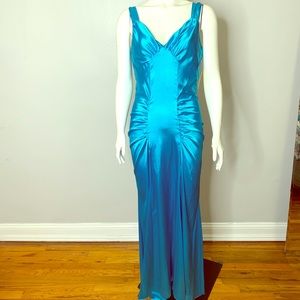 ❌SOLD❌ Formal evening gown | turquoise satin
